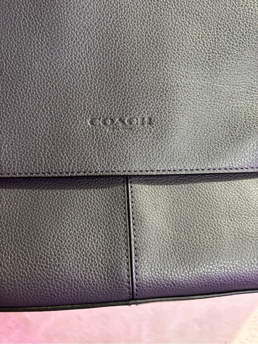 Coach Charles Black Leather Messenger/Crossbody Bag